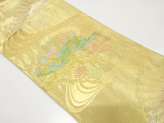 JAPANESE KIMONO / ANTIQUE FUKURO OBI / SILK / WOVEN PINE